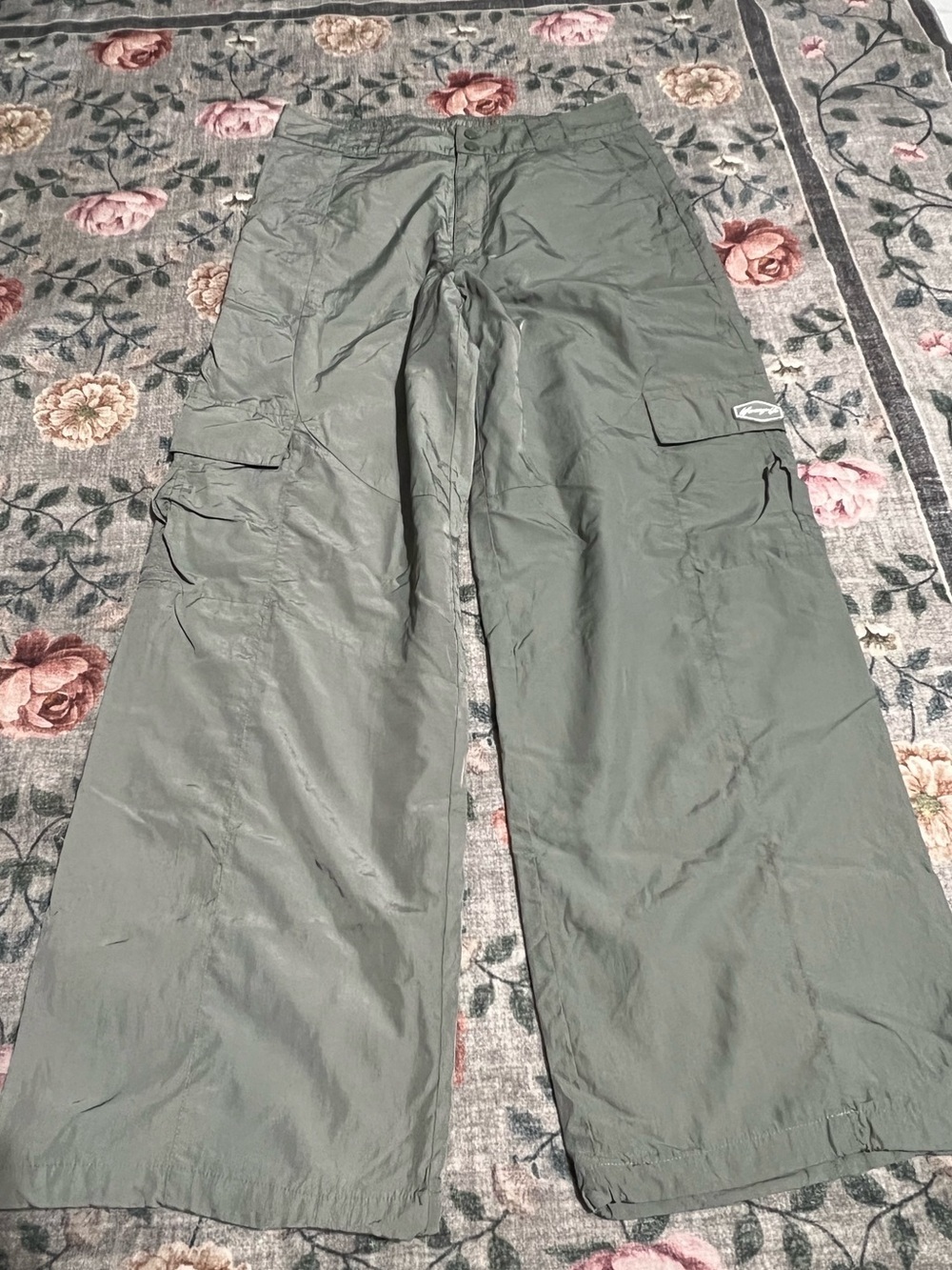 YoungLA - Women’s Green Retro Cargo Joggers Pants Wide Leg Baggy W222- Size XL